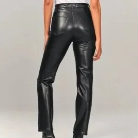 Abercrombie Denim Faux Leather Curve Love Ankle Straight Ultra High Rise Jean 32 - Picture 4 of 14